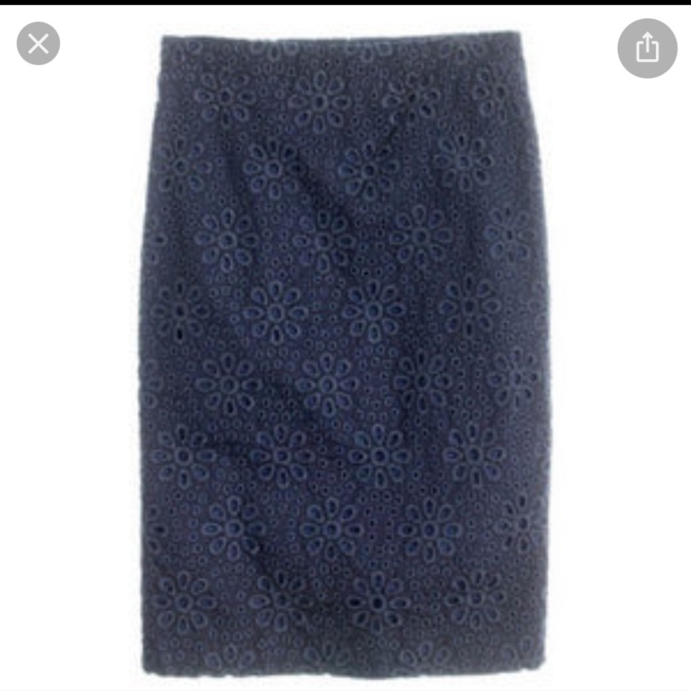 Jcrew no.2 pencil skirt pinwheel lace Daisy in navy